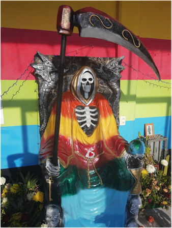 16 Red Lady of The Holy Death La Santa Muerte Moon on Hand 